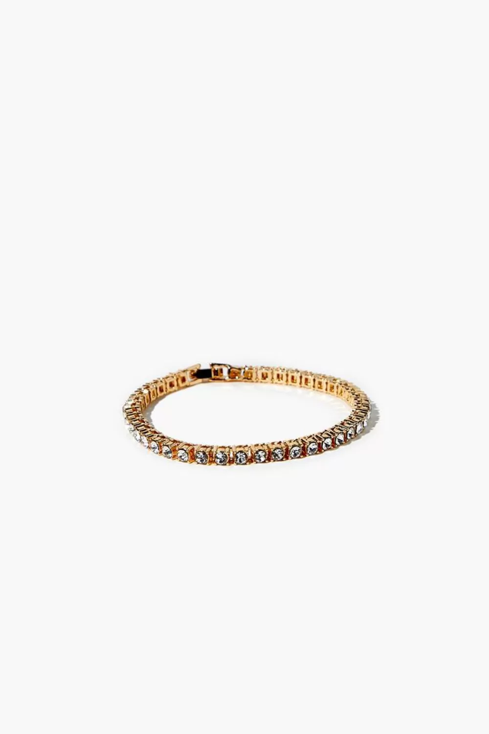 Bracelets>Forever 21 Faux Gem Box Chain Bracelet Gold/Clear