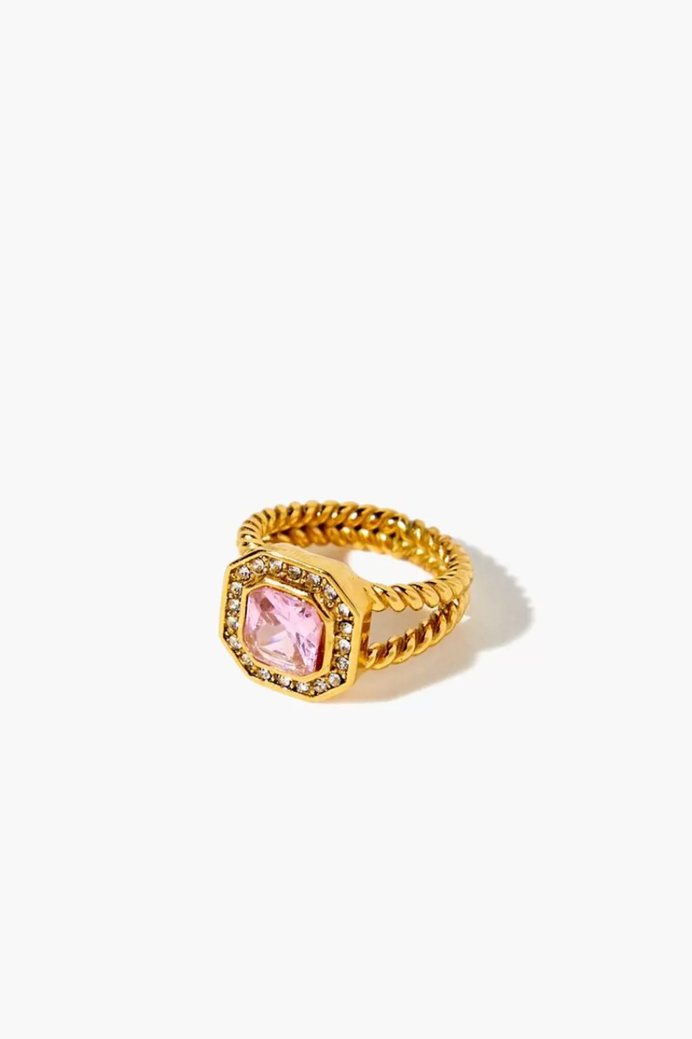 Rings>Forever 21 Faux Gem Cocktail Ring Pink/Gold
