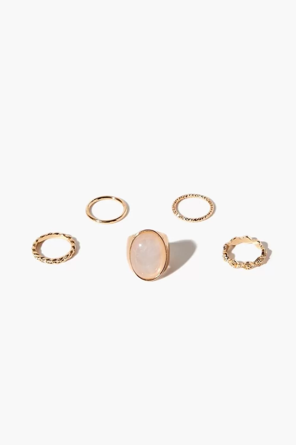 Rings>Forever 21 Faux Gem Cocktail Ring Set Gold/Cream
