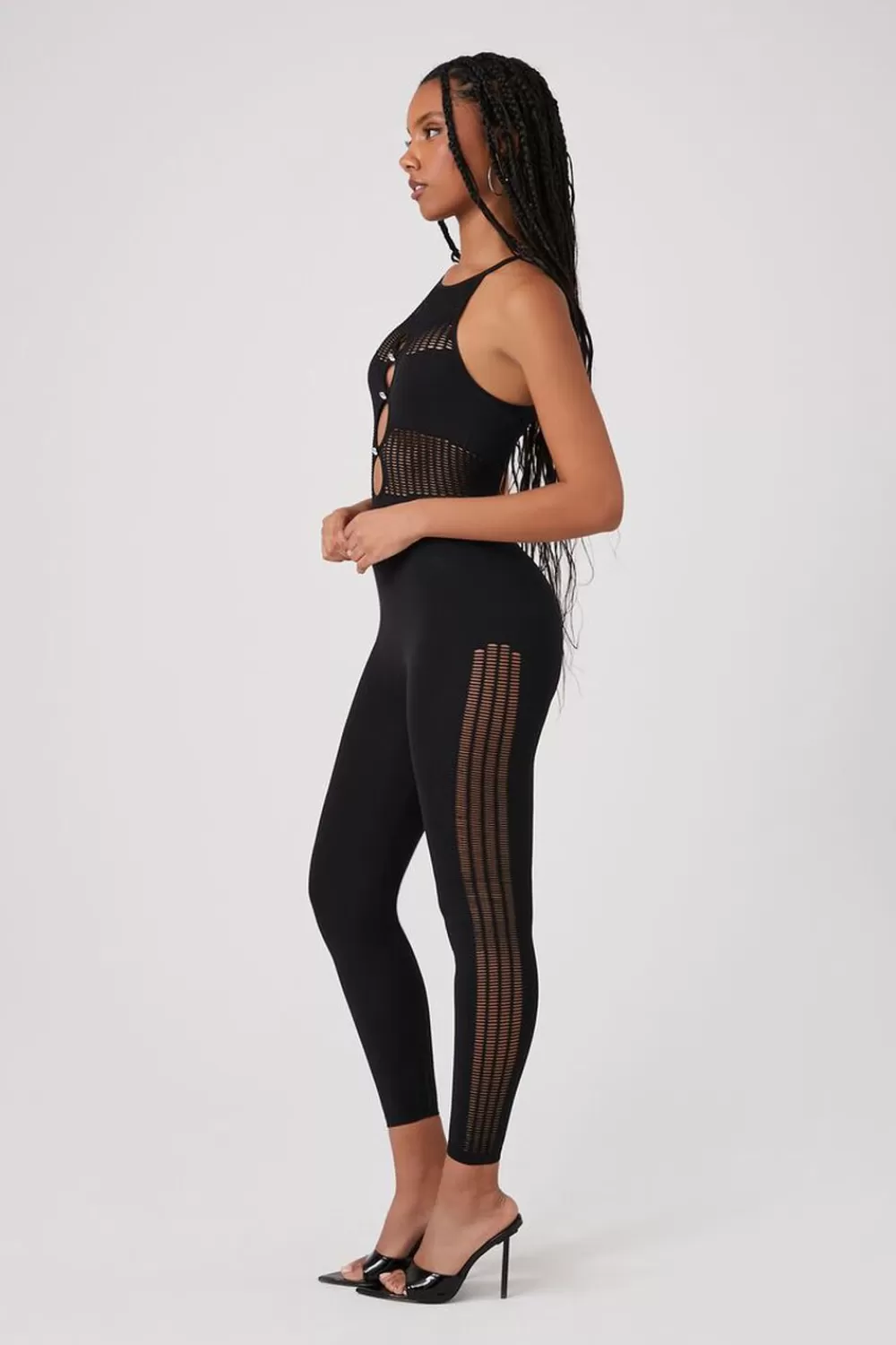 Rompers + Jumpsuits>Forever 21 Faux Gem Cutout Cami Jumpsuit Black