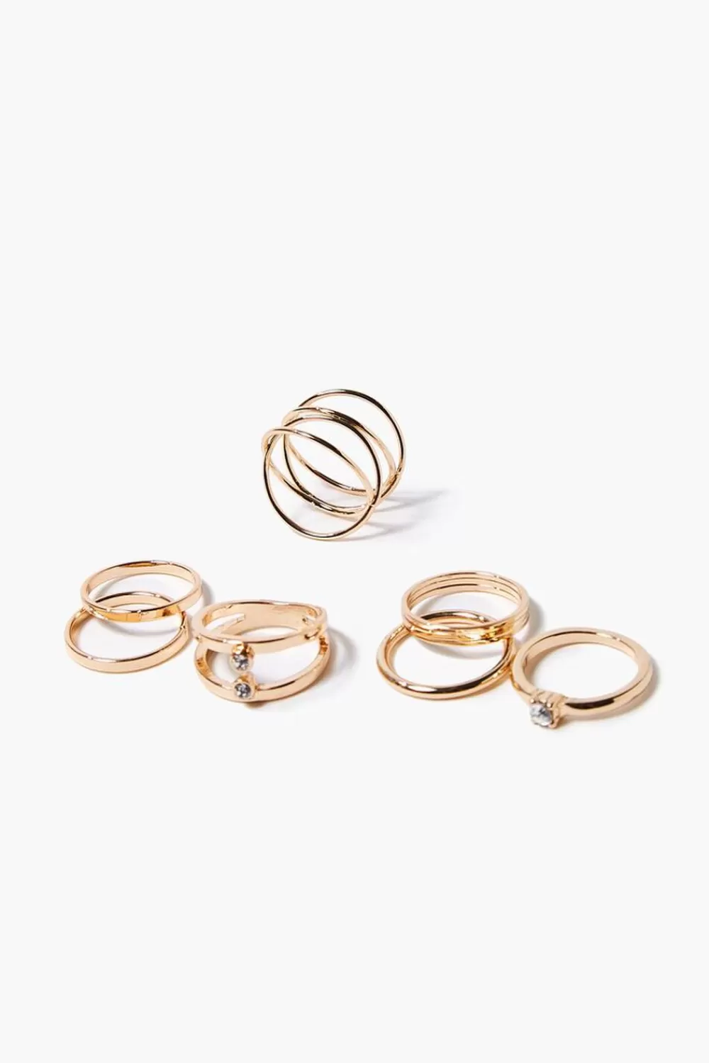 Rings>Forever 21 Faux Gem Cutout Ring Set Gold/Clear