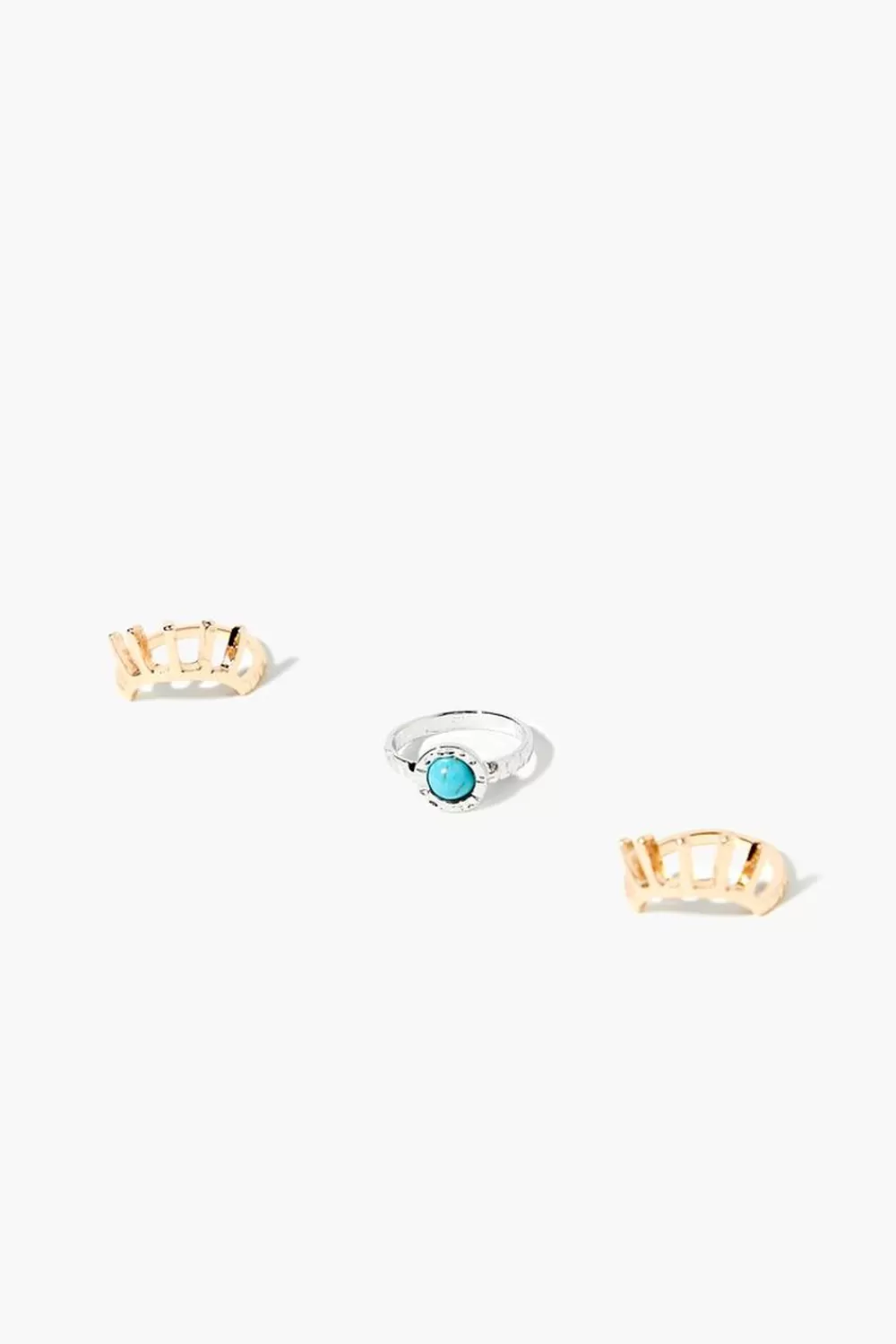 Rings>Forever 21 Faux Gem Evil Eye Cocktail Ring Set Gold/Silver