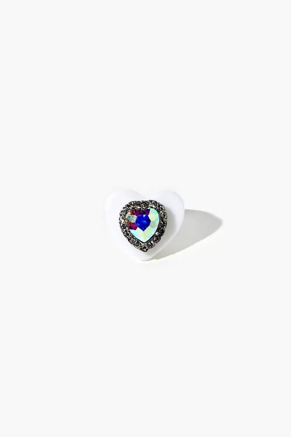 Rings>Forever 21 Faux Gem Heart Cocktail Ring White/Multi