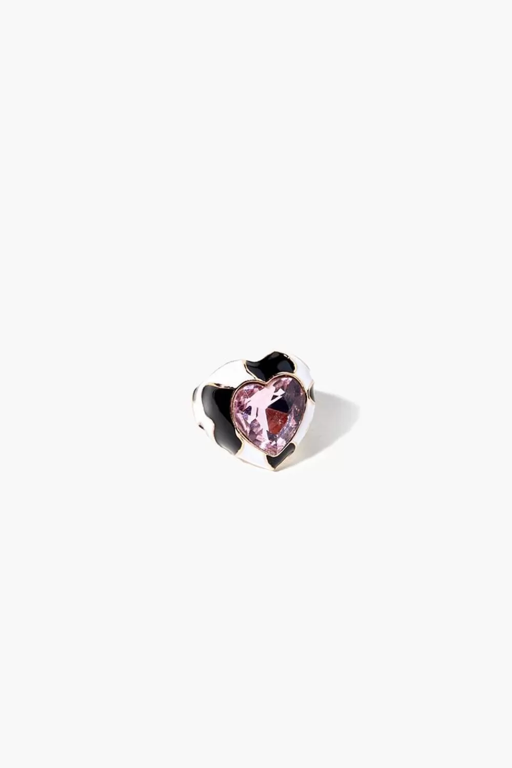 Rings>Forever 21 Faux Gem Heart Cocktail Ring Black/Multi