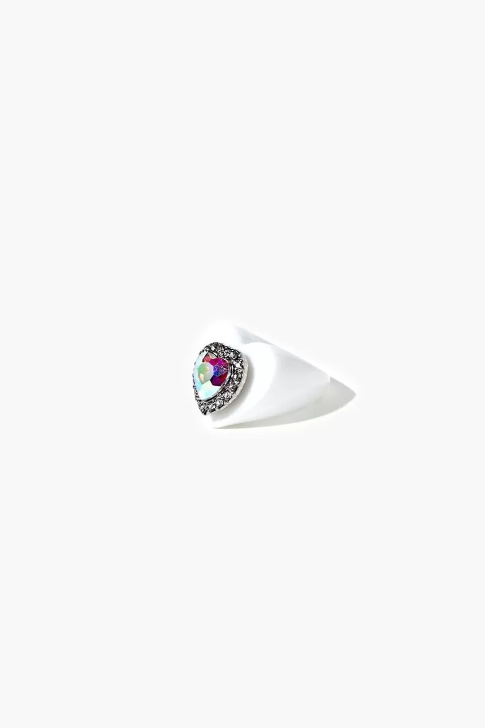 Rings>Forever 21 Faux Gem Heart Cocktail Ring White/Multi