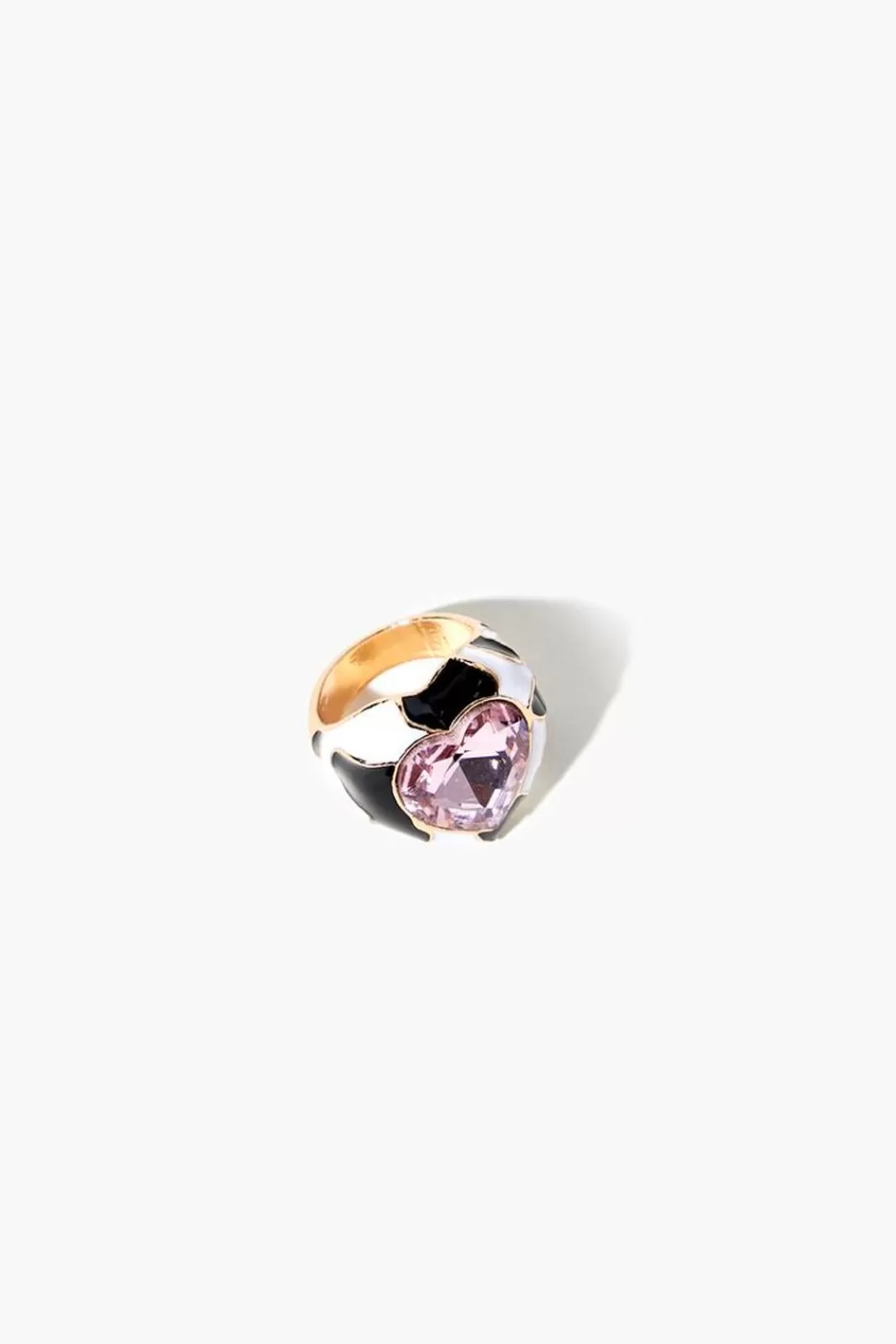 Rings>Forever 21 Faux Gem Heart Cocktail Ring Black/Multi