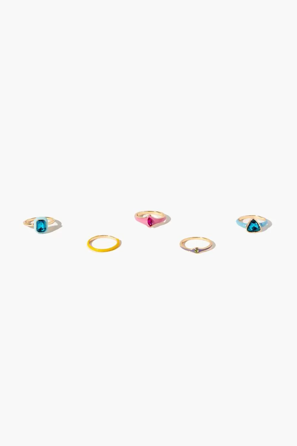 Rings>Forever 21 Faux Gem Ring Set Gold/Multi