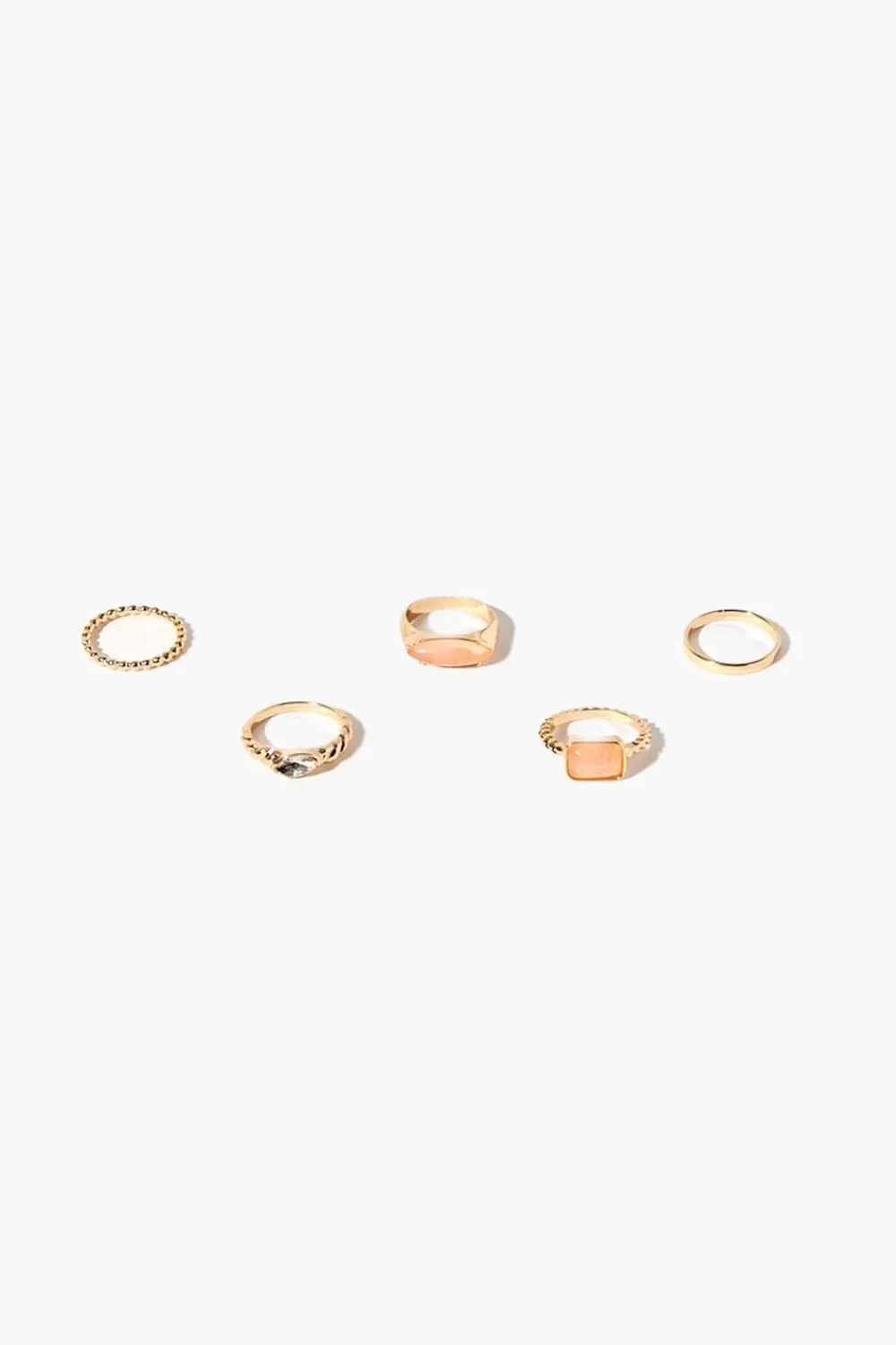Rings>Forever 21 Faux Gem Ring Set Gold/Peach