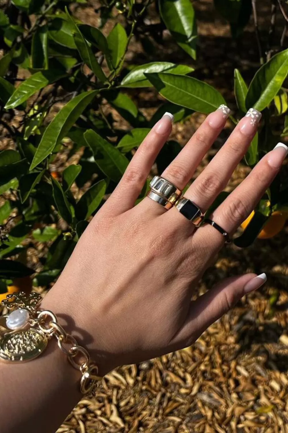 Rings>Forever 21 Faux Gem Ring Set Gold/Black