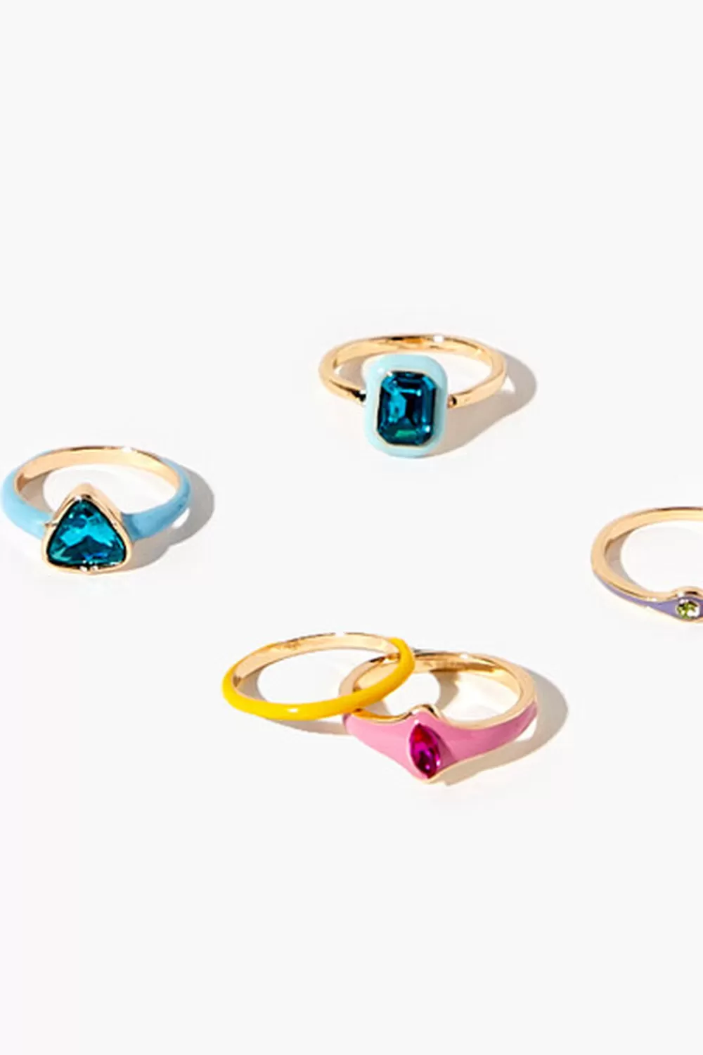 Rings>Forever 21 Faux Gem Ring Set Gold/Multi