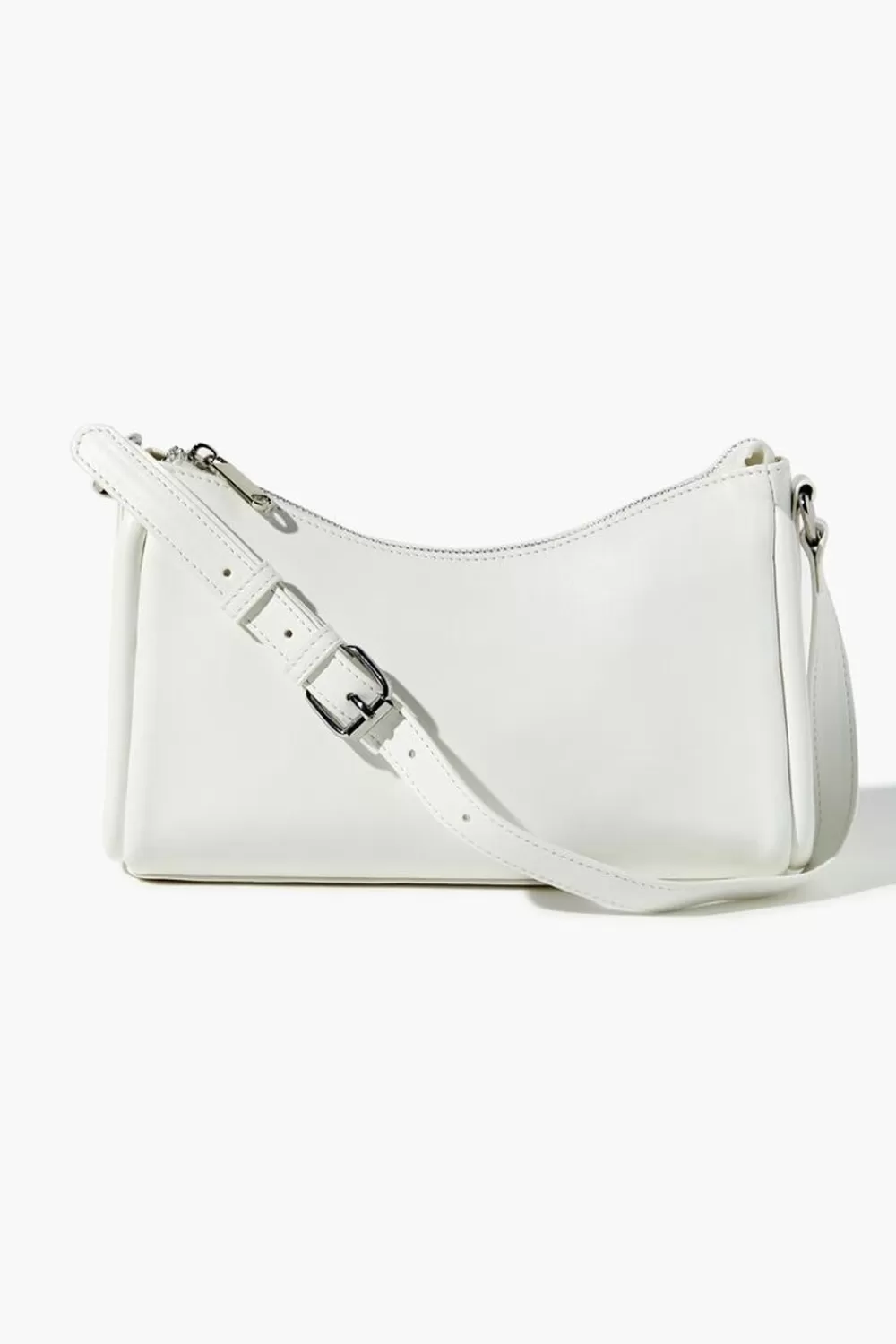 Bags + Backpacks>Forever 21 Faux Leather Baguette Shoulder Bag White
