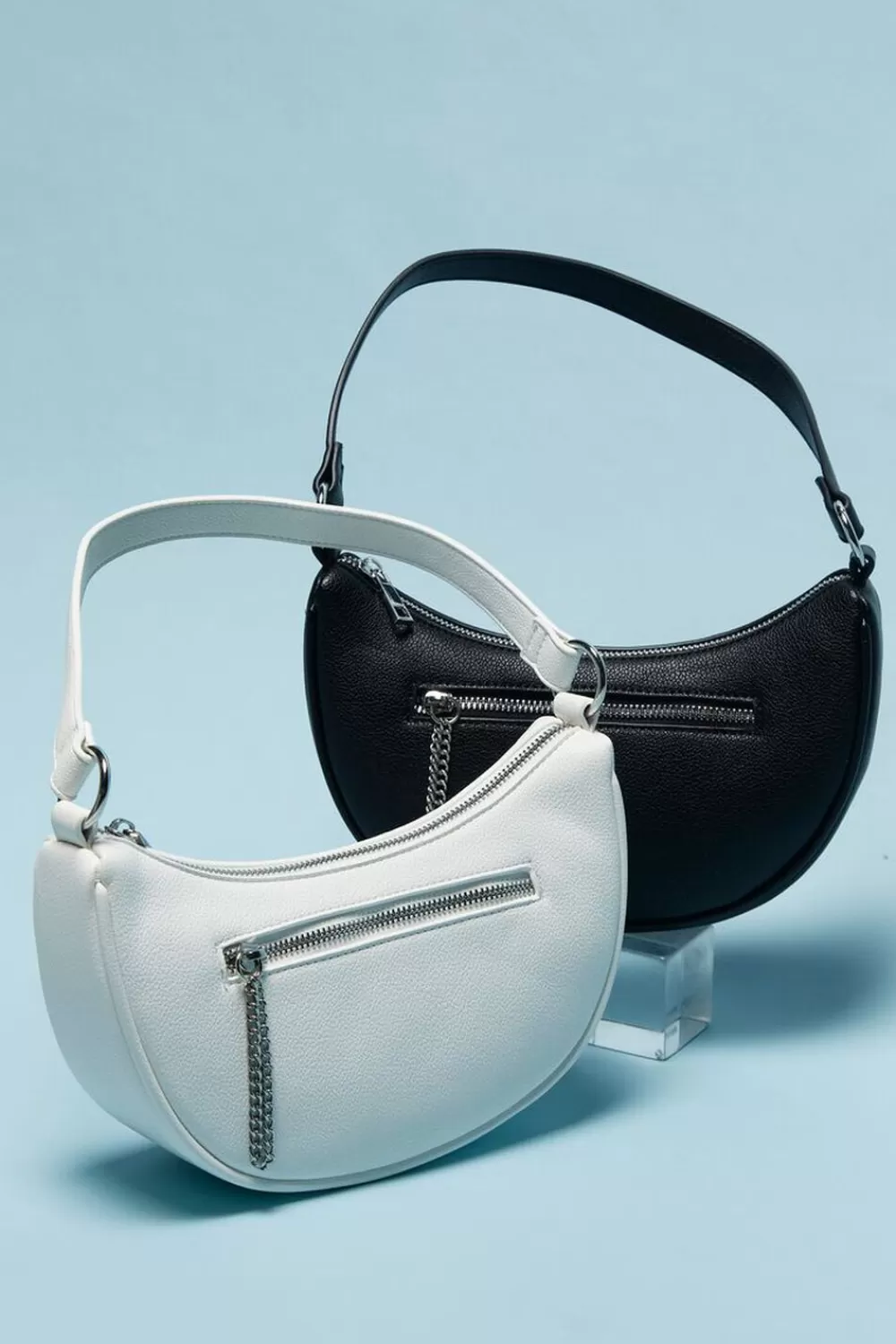 Bags + Backpacks>Forever 21 Faux Leather Baguette Shoulder Bag White