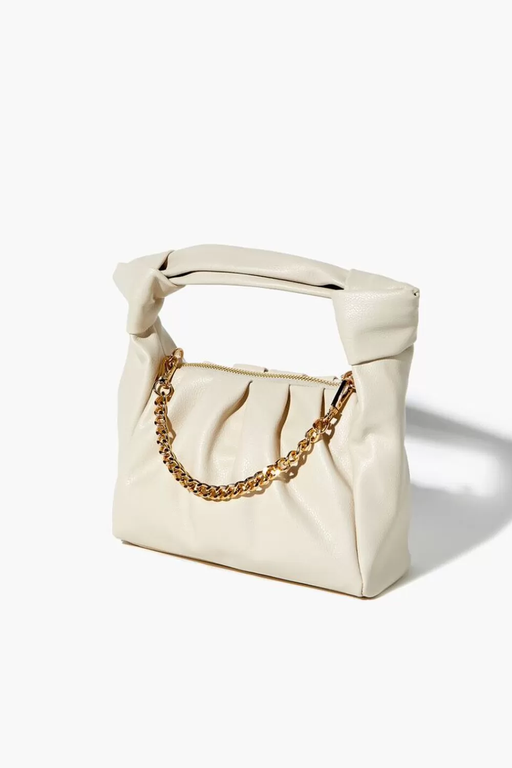 Bags + Backpacks>Forever 21 Faux Leather Chain Baguette Bag White