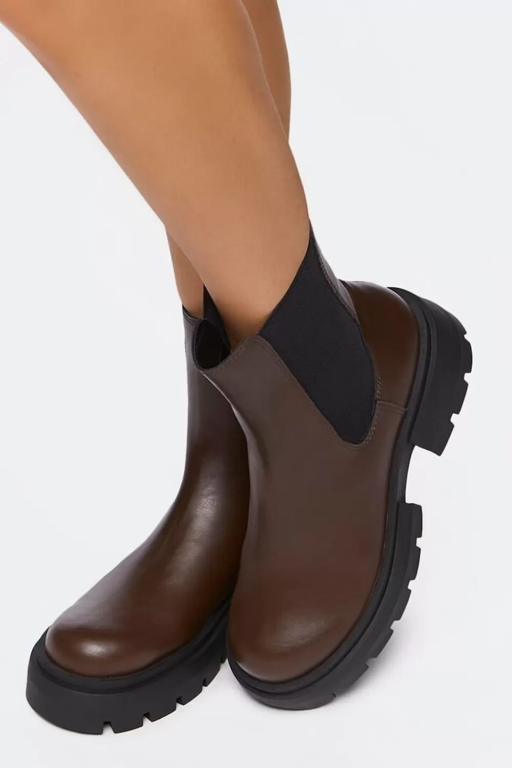 Boots + Booties>Forever 21 Faux Leather Chelsea Boots Brown