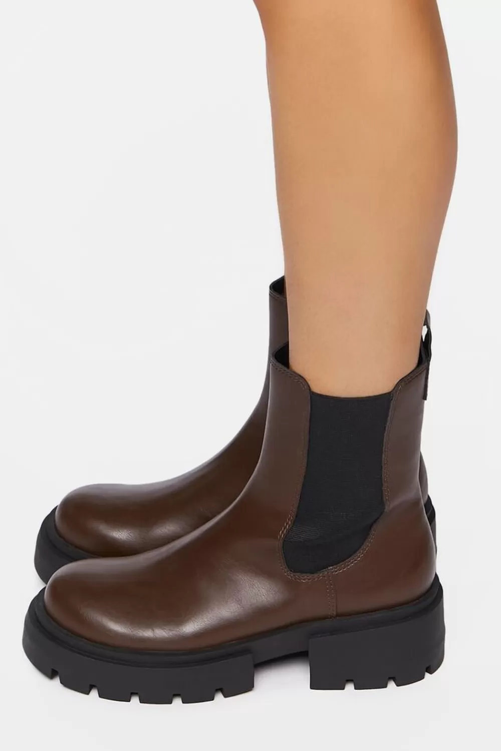 Boots + Booties>Forever 21 Faux Leather Chelsea Boots Brown