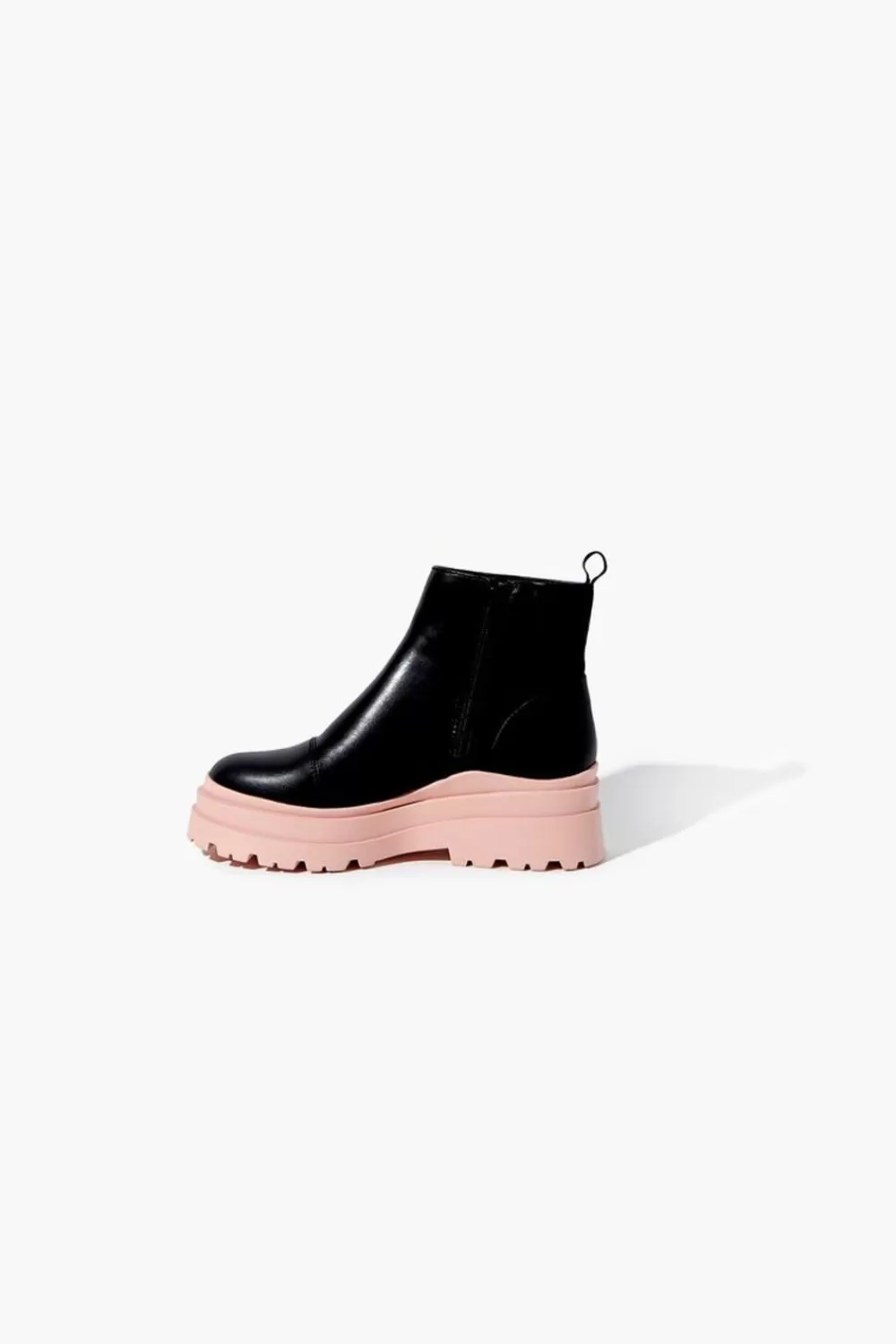 Boots + Booties>Forever 21 Faux Leather Colorblock Lug Booties Black/Blush
