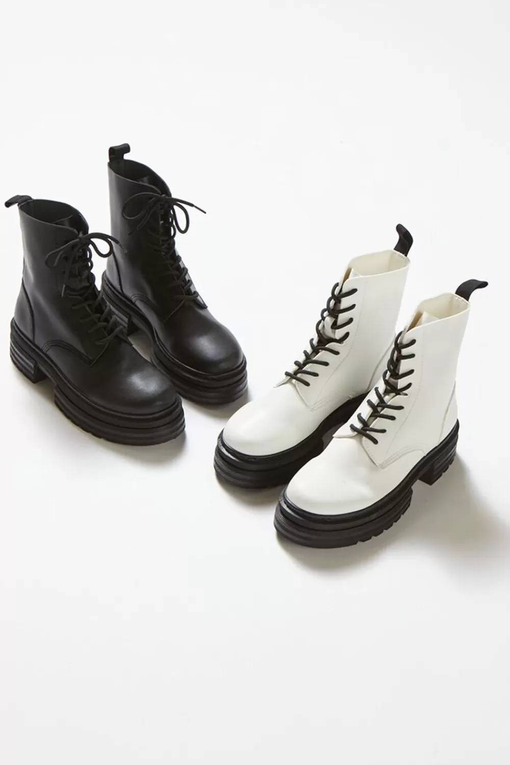 Boots + Booties>Forever 21 Faux Leather Combat Boots White