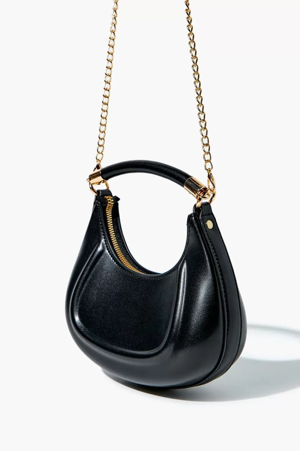Bags + Backpacks>Forever 21 Faux Leather Crescent Shoulder Bag Black