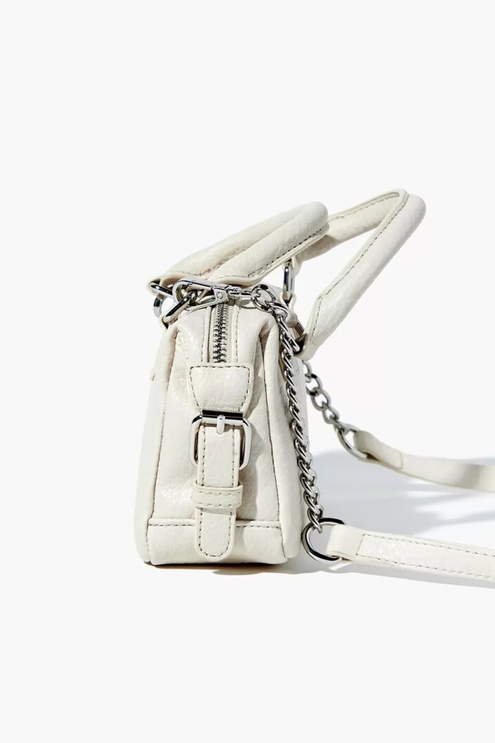 Bags + Backpacks>Forever 21 Faux Leather Crossbody Satchel Cream