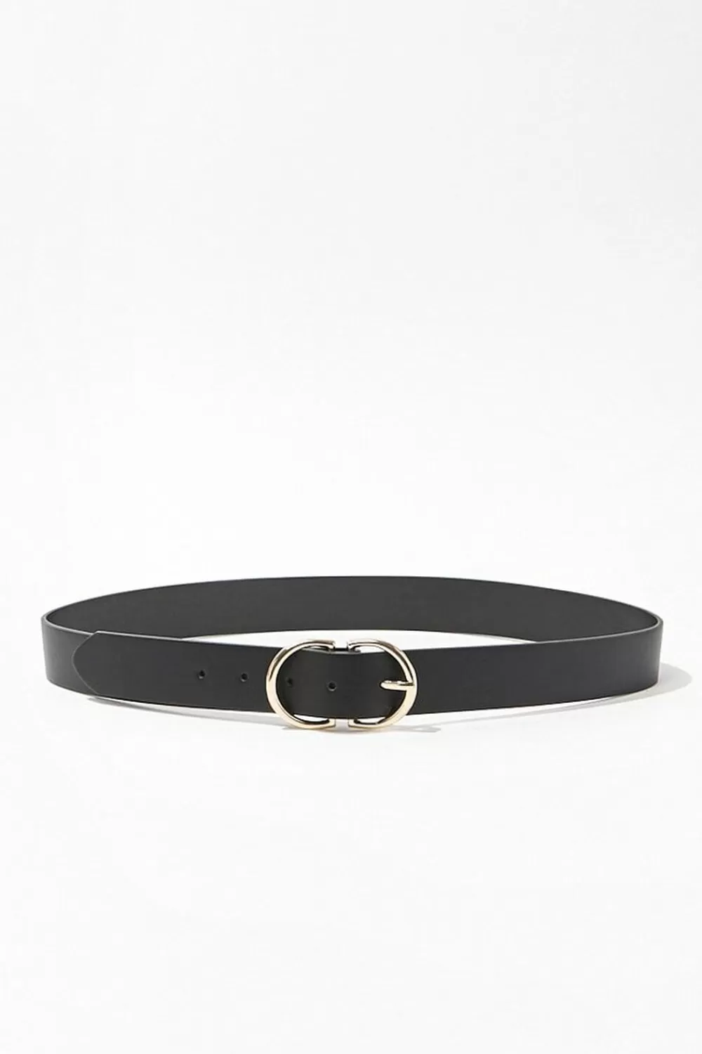 Belts>Forever 21 Faux Leather D-Ring Belt Black/Gold