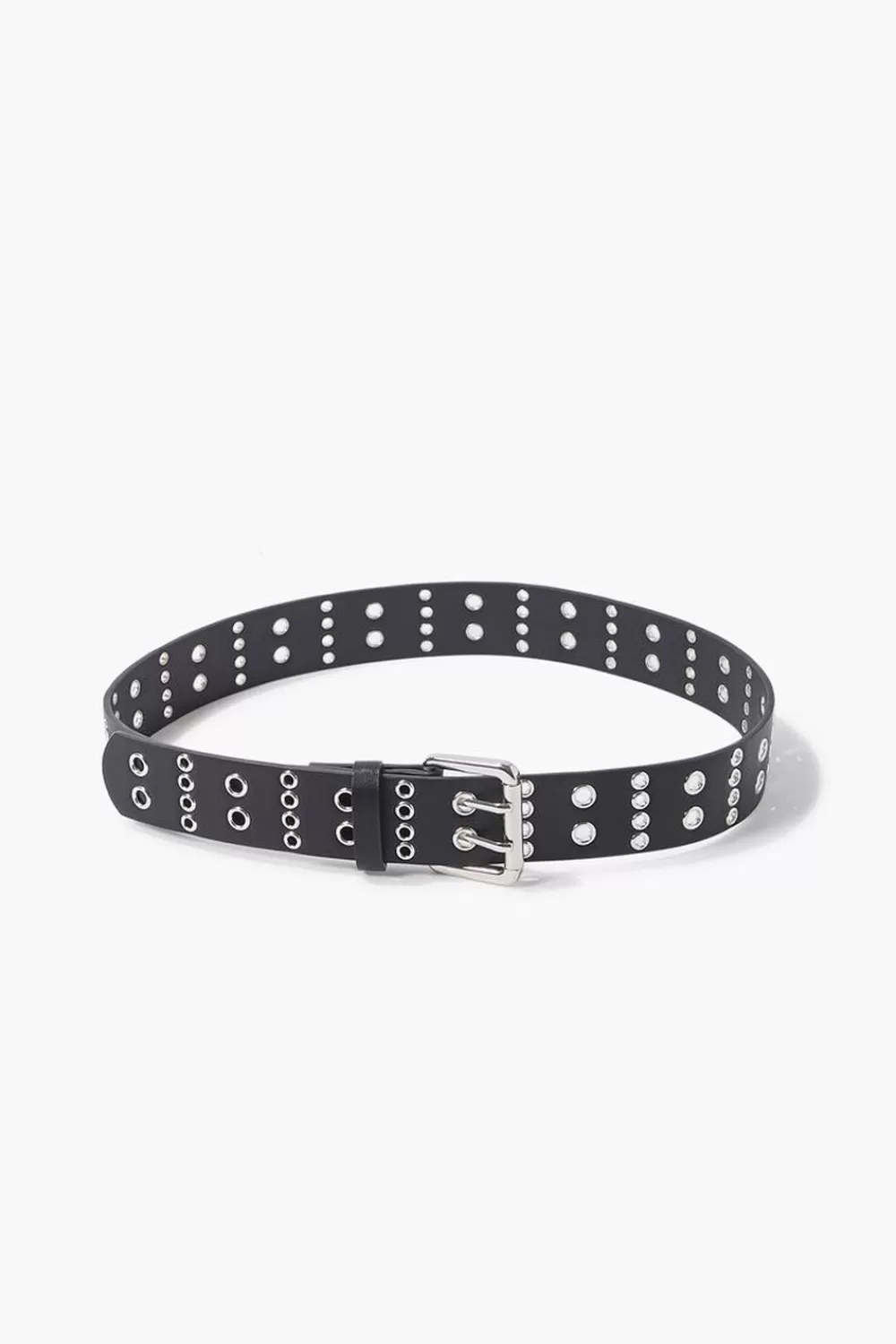 Belts>Forever 21 Faux Leather Grommet Belt Black/Silver