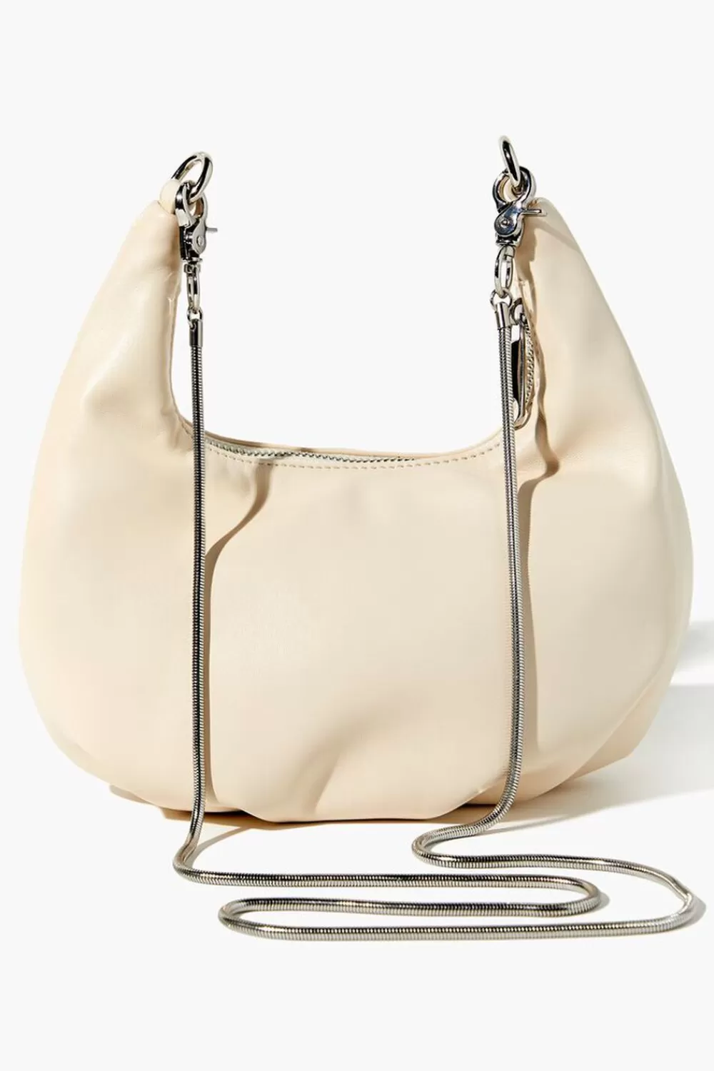 Bags + Backpacks>Forever 21 Faux Leather Hobo Crossbody Bag Cream