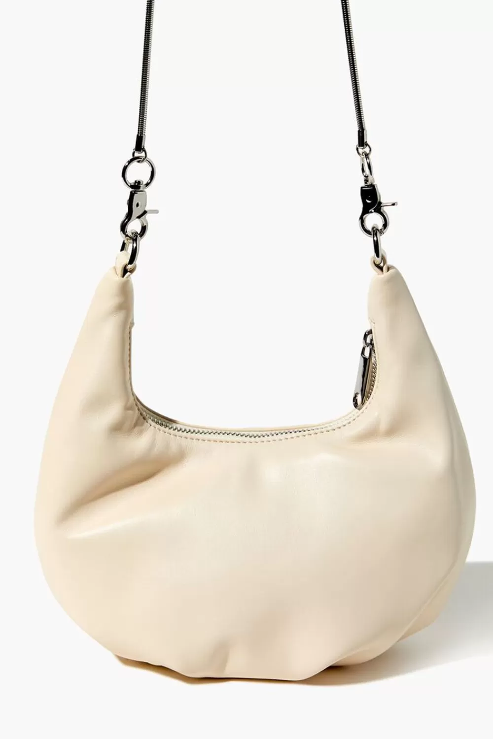 Bags + Backpacks>Forever 21 Faux Leather Hobo Crossbody Bag Cream
