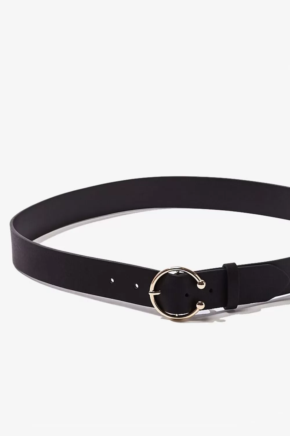 Belts>Forever 21 Faux Leather O-Ring Belt Black/Gold
