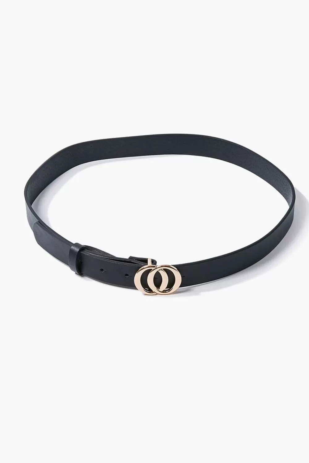 Belts>Forever 21 Faux Leather O-Ring Buckle Belt Black/Gold