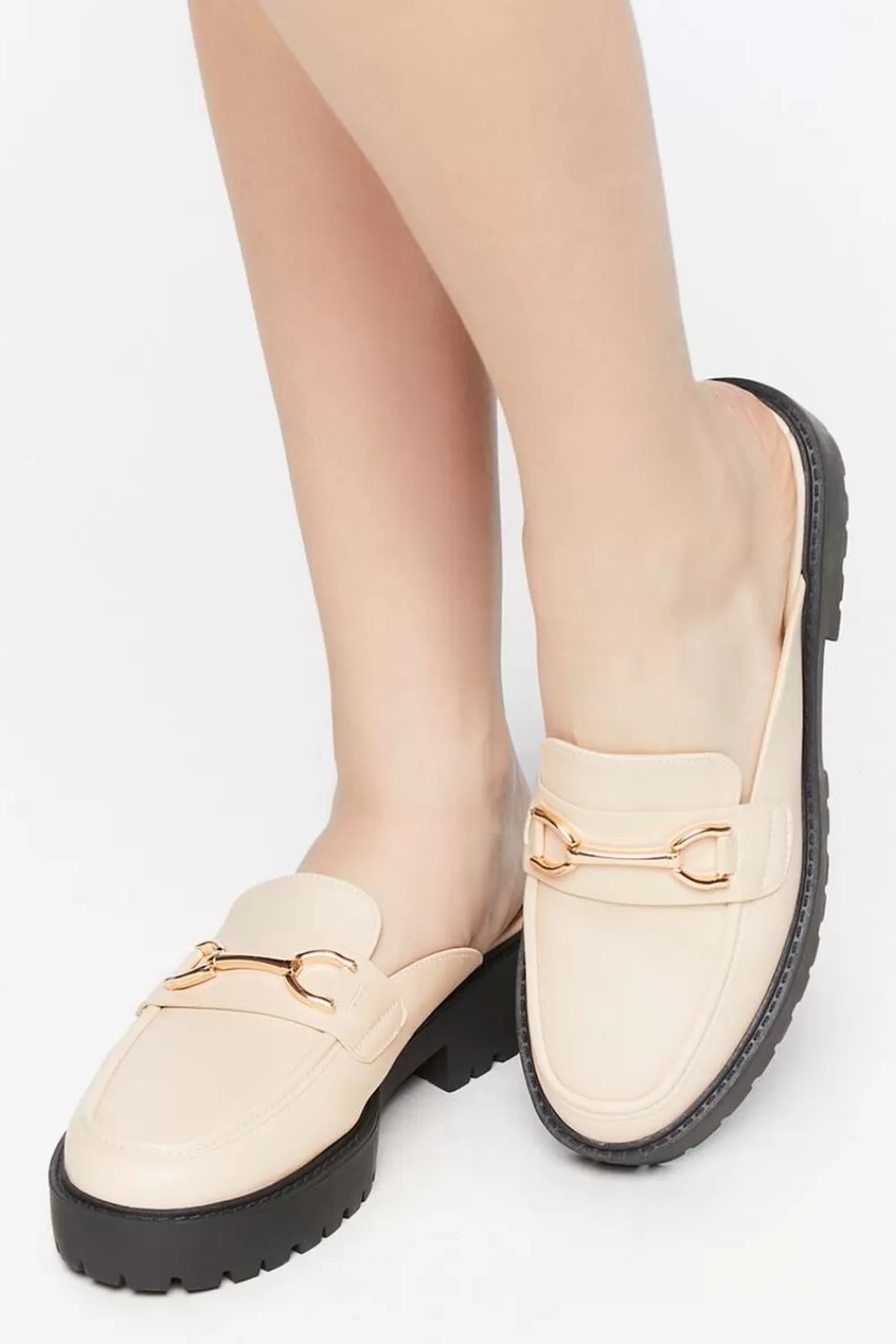 Oxfords + Loafers>Forever 21 Faux Leather Slip-On Lug-Sole Oxfords Nude