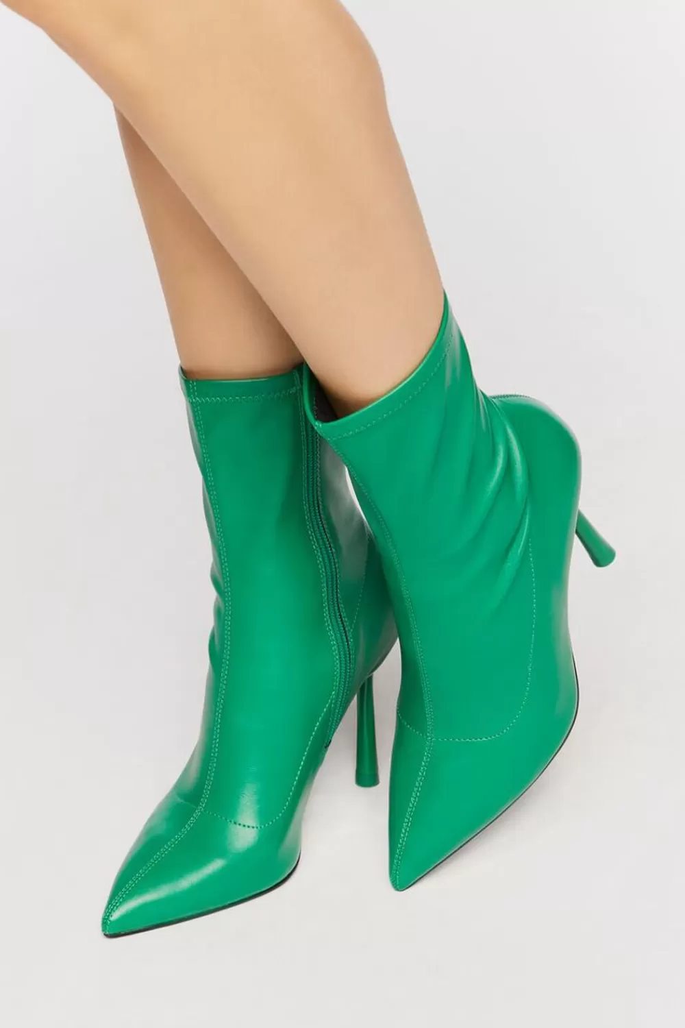 Boots + Booties>Forever 21 Faux Leather Stiletto Booties Green