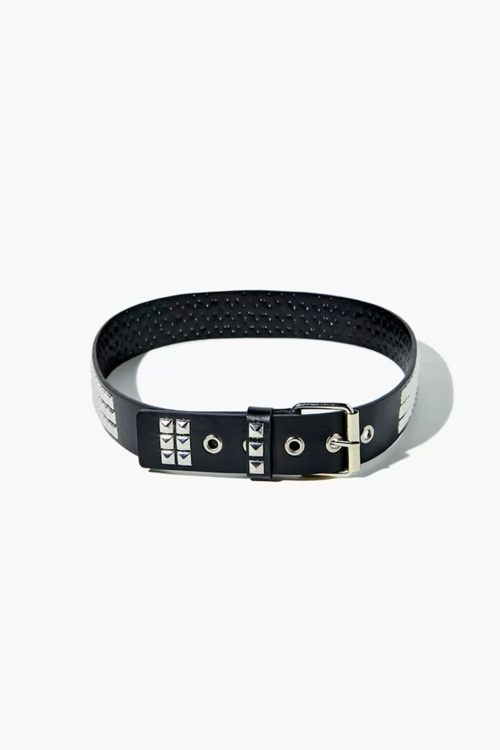 Belts>Forever 21 Faux Leather Studded Belt Black/Silver