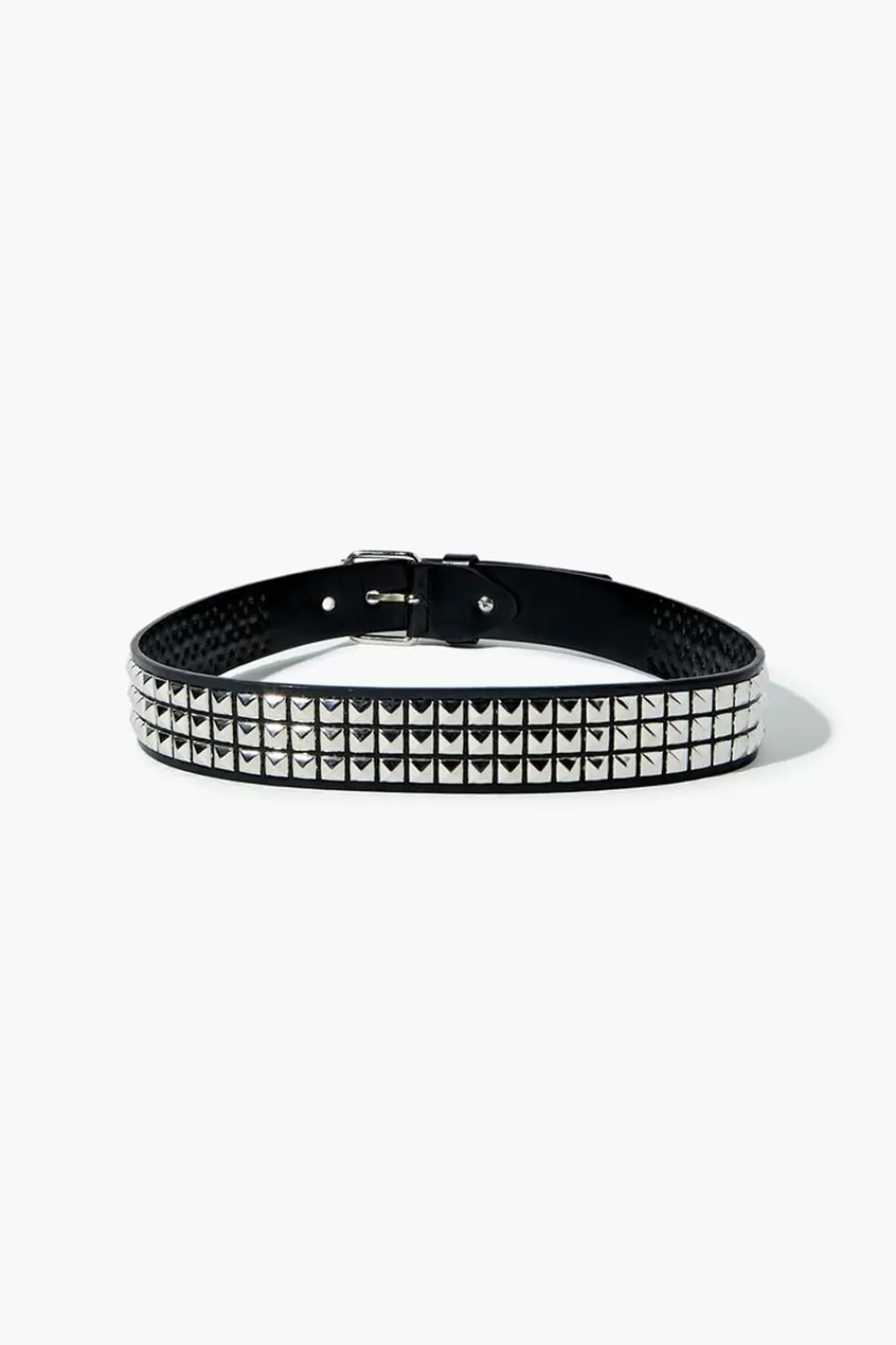 Belts>Forever 21 Faux Leather Studded Belt Black/Silver