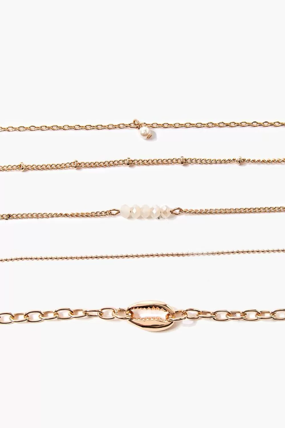 Body Jewelry>Forever 21 Faux Pearl Anklet Set Gold