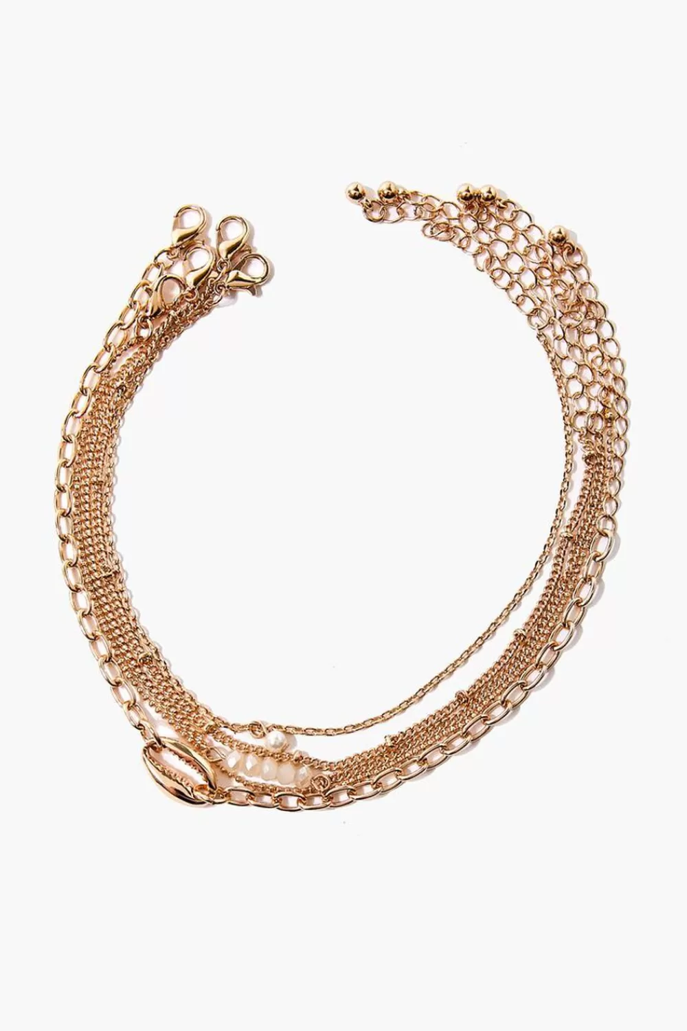 Body Jewelry>Forever 21 Faux Pearl Anklet Set Gold