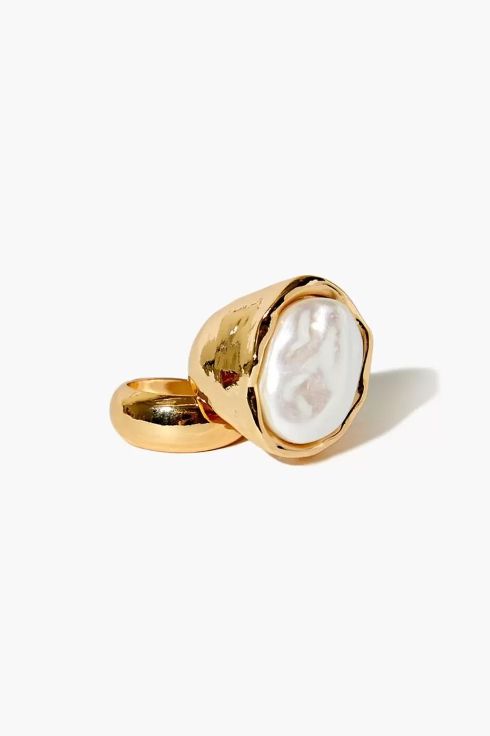 Rings>Forever 21 Faux Pearl Cocktail Ring Set Gold