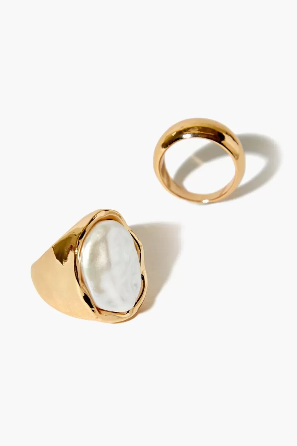Rings>Forever 21 Faux Pearl Cocktail Ring Set Gold