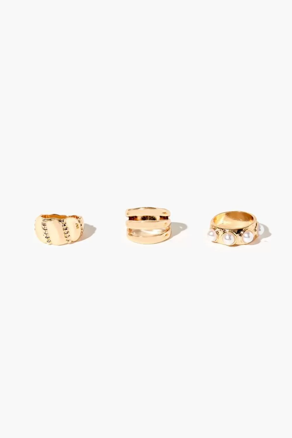 Rings>Forever 21 Faux Pearl Ring Set Gold/Cream