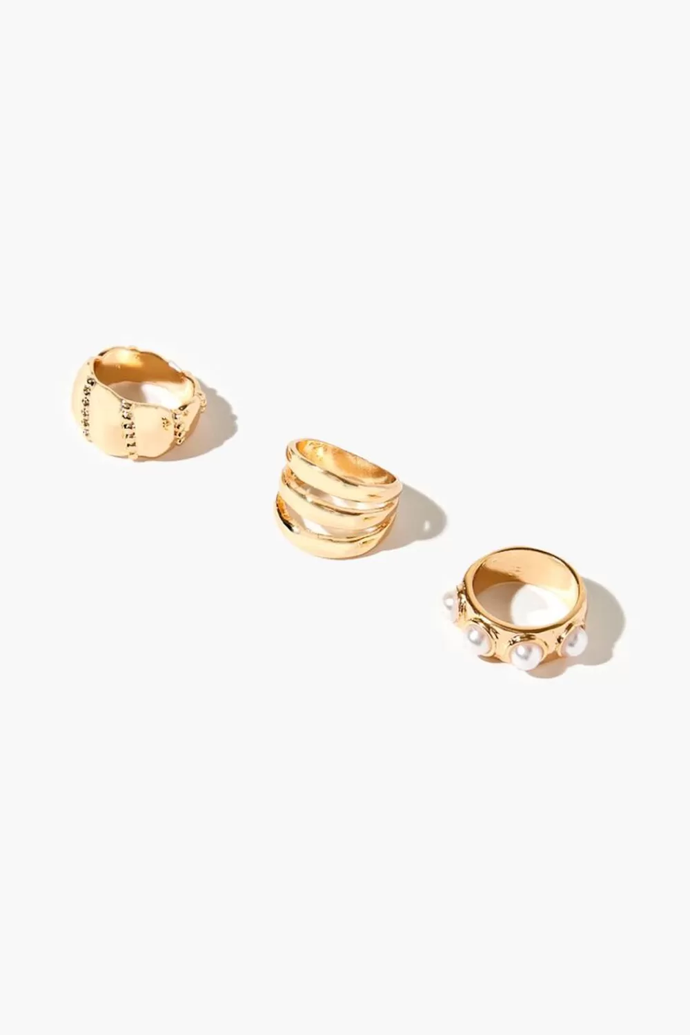 Rings>Forever 21 Faux Pearl Ring Set Gold/Cream