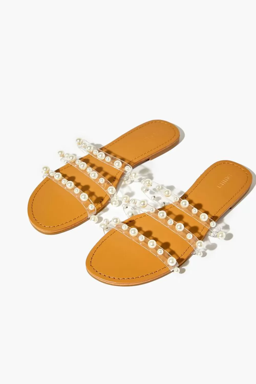 Swimwear>Forever 21 Faux Pearl Strappy Sandals Clear