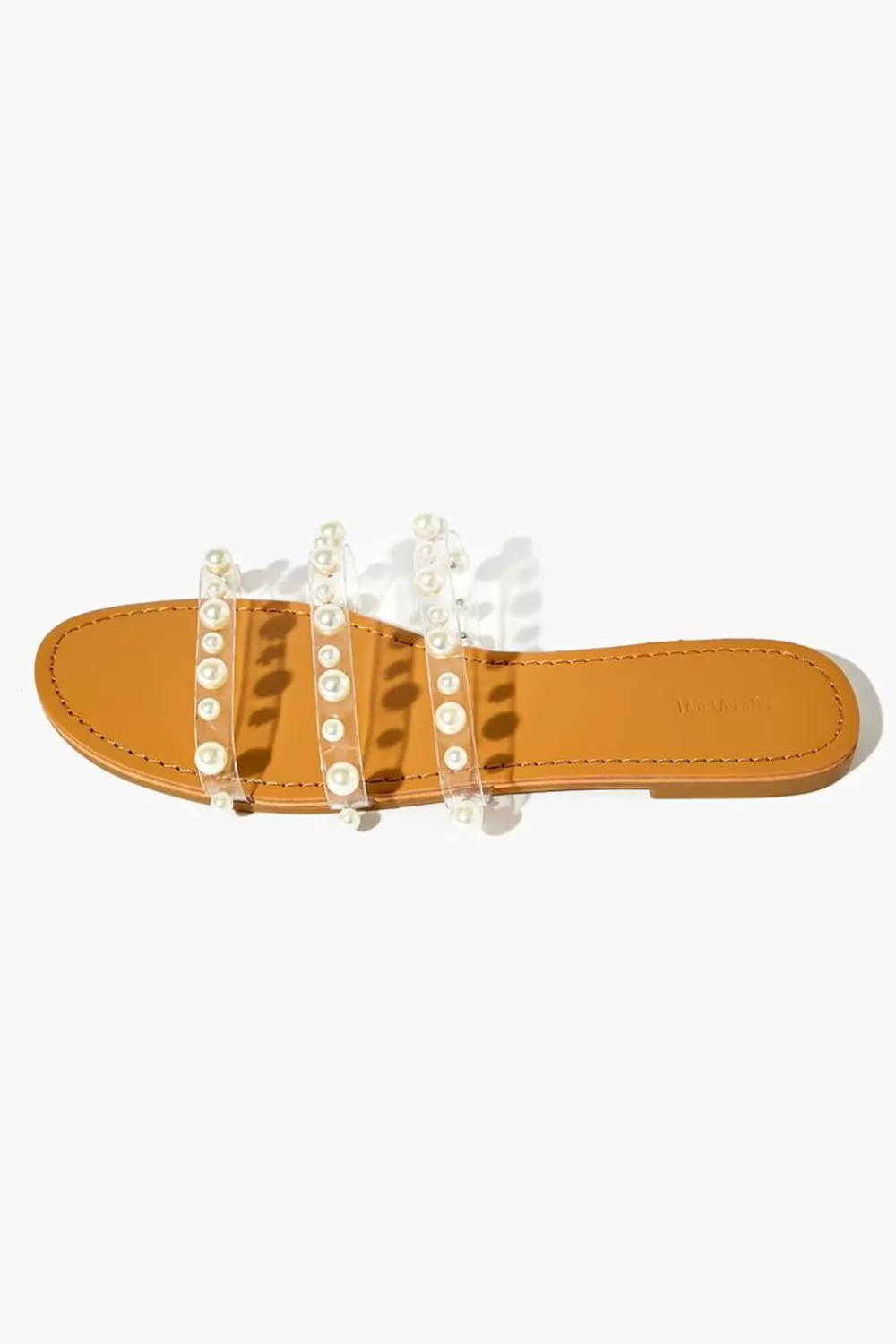 Swimwear>Forever 21 Faux Pearl Strappy Sandals Clear