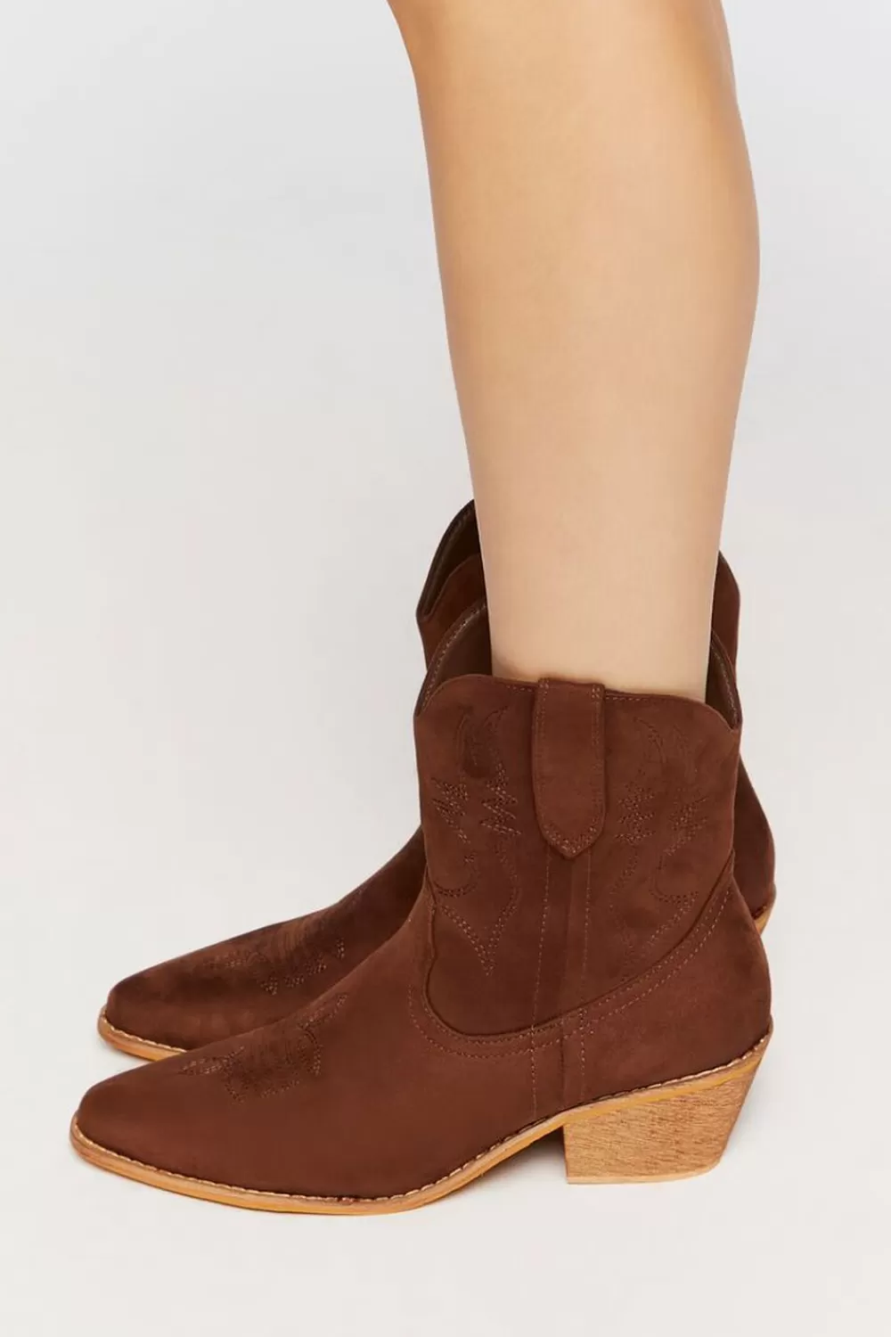 Boots + Booties>Forever 21 Faux Suede Cowboy Boots Brown