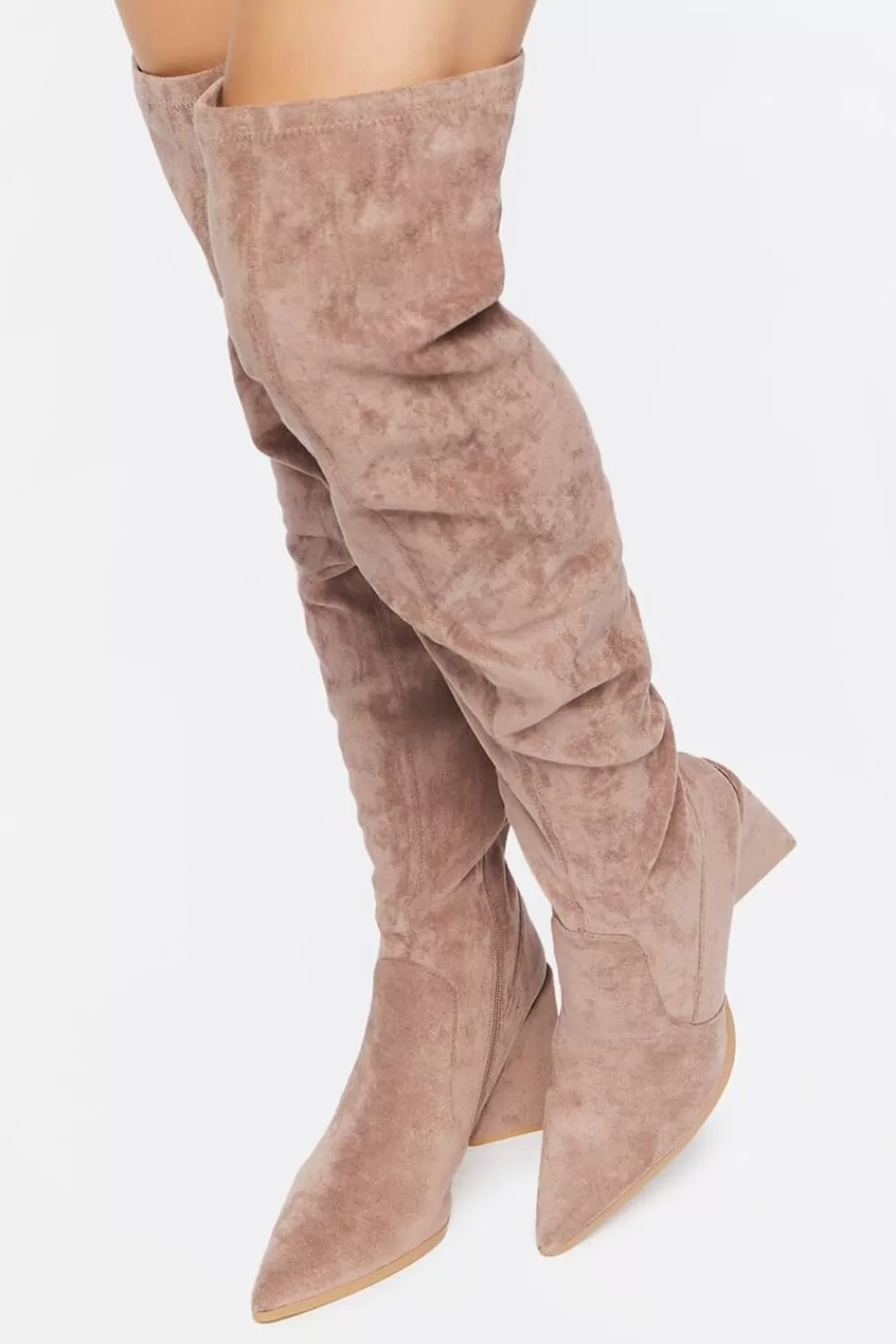 Boots + Booties>Forever 21 Faux Suede Over-The-Knee Boots Taupe