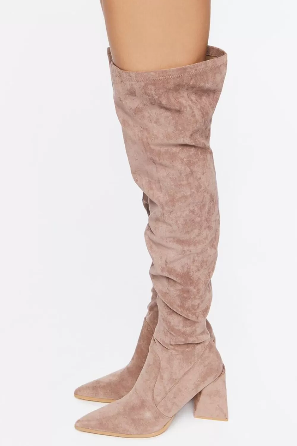 Boots + Booties>Forever 21 Faux Suede Over-The-Knee Boots Taupe
