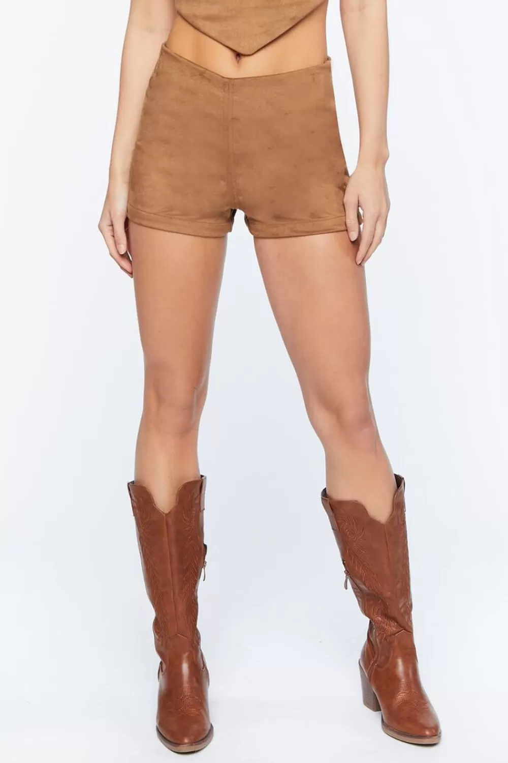 Matching Sets>Forever 21 Faux Suede Shorts Khaki
