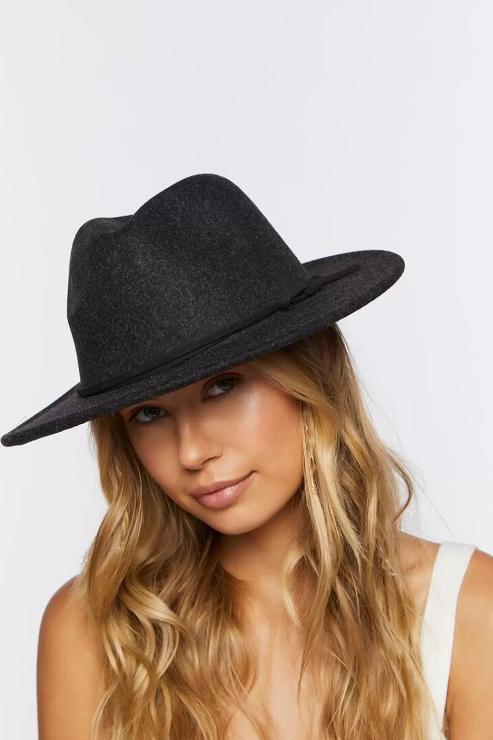 Hats + Beanies>Forever 21 Faux Suede-Trim Fedora Black/Black