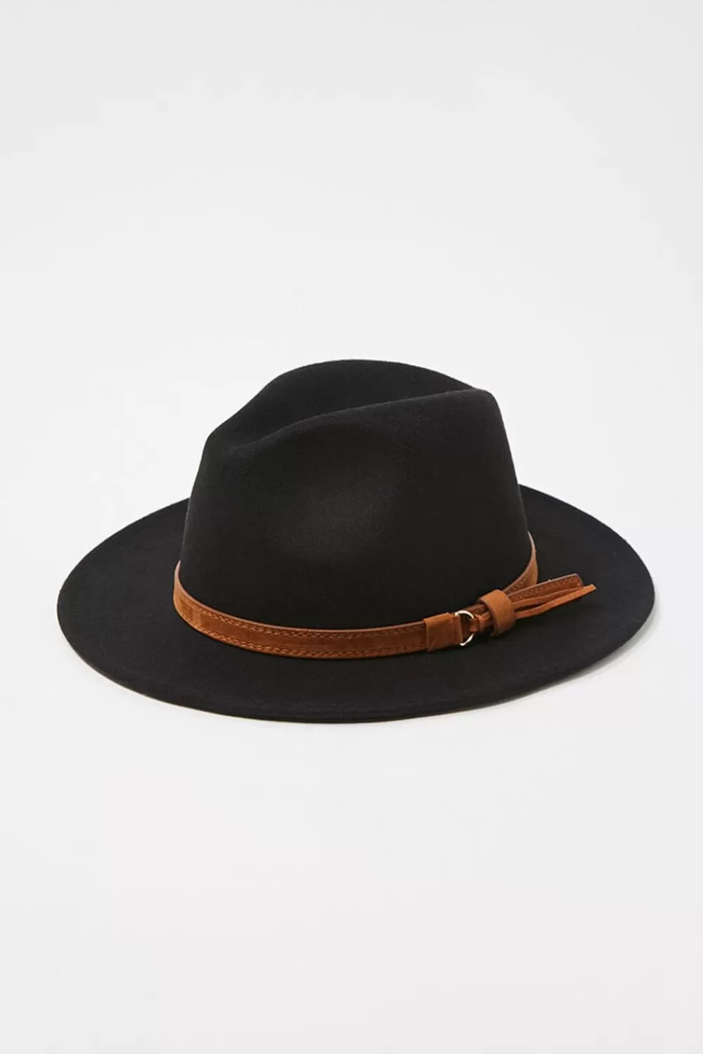 Hats + Beanies>Forever 21 Felt Tassel-Trim Fedora Black/Brown