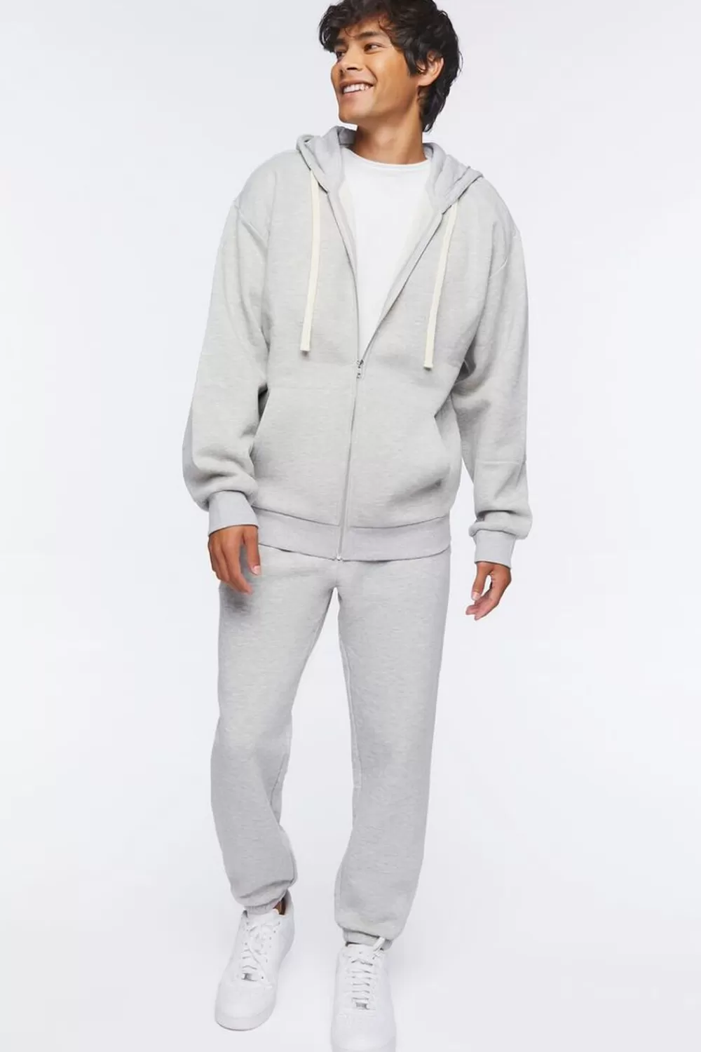 Bottoms>Forever 21 Fleece Drawstring Joggers Heather Grey