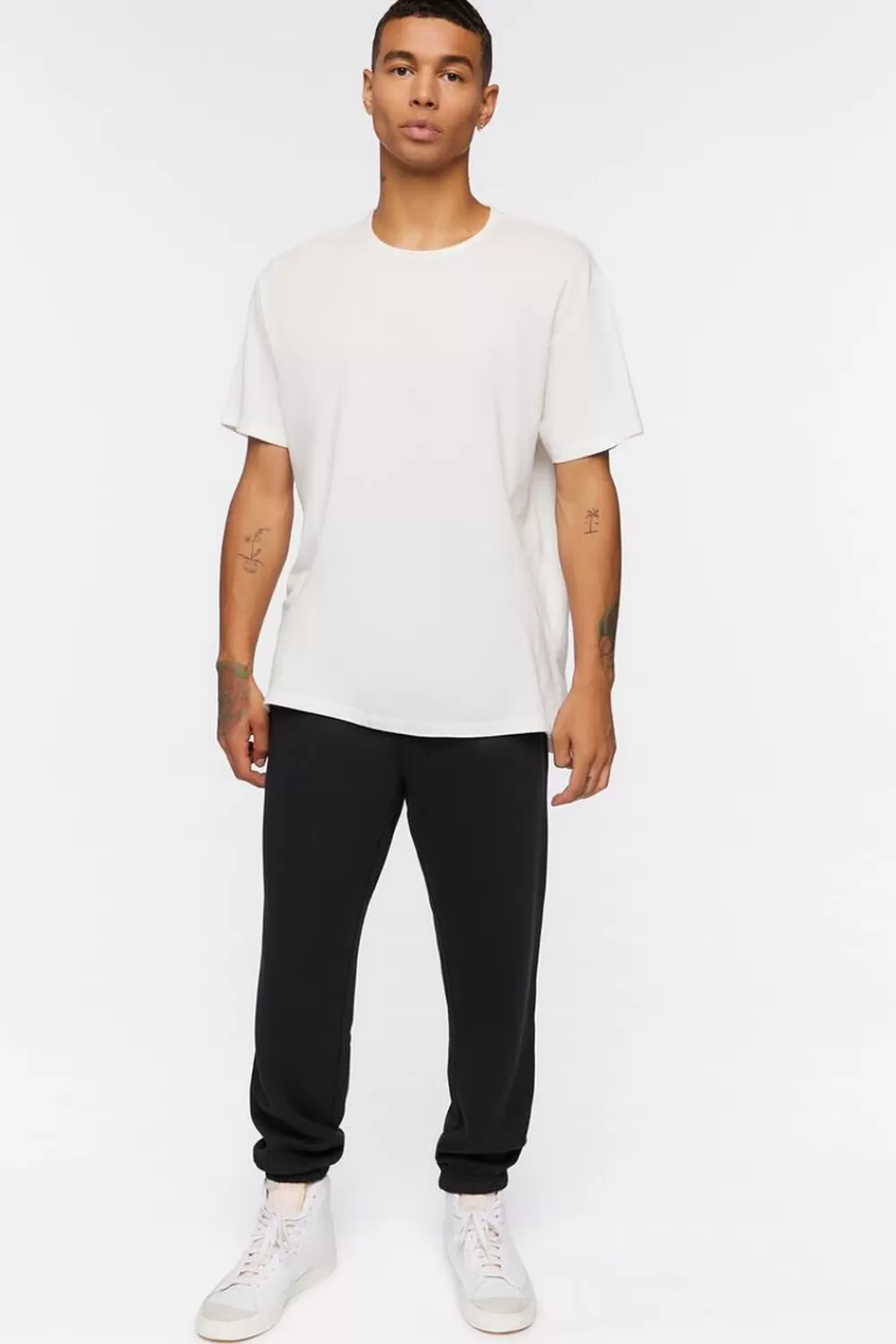 Bottoms>Forever 21 Fleece Drawstring Joggers Black