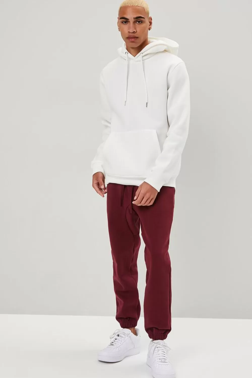 Bottoms>Forever 21 Fleece Drawstring Joggers Burgundy